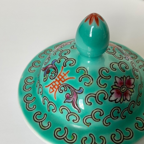 Vintage Chinese Jingdezhen Small Turquoise Lidded Ginger Jar - Picture 11 of 15